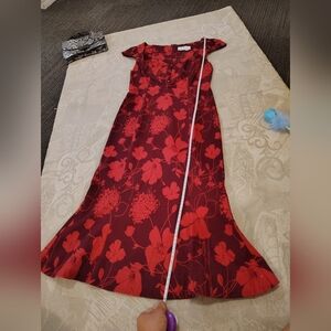 Anthropologie Red Floral Maxi Dress